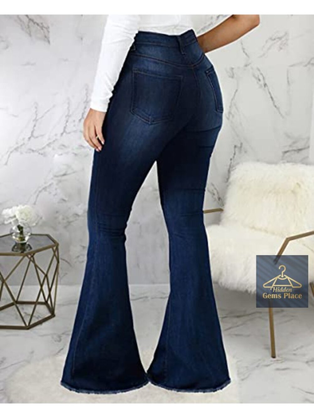 High Waisted Ripped Flared Bell Bottom Jeans - Picture 3 of 4